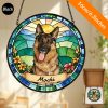Personalized Dog Portrait Stained Sun Catcher - Custom Pet Memorial Gift with Your Dog' Name & Photo/Text, Suitable for Pet Lovers, Window Hanging Decor for,, or Pet Store Display - Sentimental
