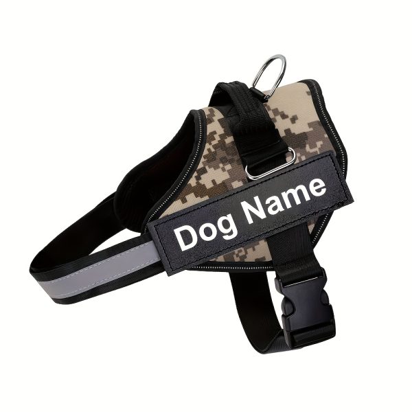 product-fancy-5f54d19e-fa33-4918-96b8-36ef2eddc53f Customizable Reflective Dog Harness - Anti-Escape, Adjustable Pet Chest Vest with Personalized Name & Phone Number Patch, Durable Polyester, Striped Design, Hand-Wash Only, Harness for Dogs