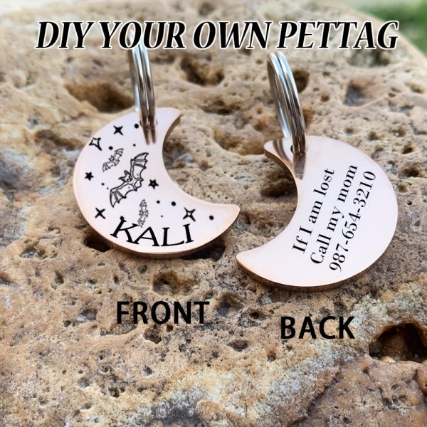[Custom Edition] ENGRAVNOVE Exclusive Custom Double-Sided Deep-Engraved Small Dog Accessory Pet Tag, Dog Name Tag, Cat Name Tag, with the Design Theme "A Small Boat on the Lake Drifting with the Wind, Ripples Hidden in Autumn". Stainless Steel Cat