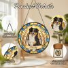 Personalized Dog Portrait Stained Sun Catcher - Custom Pet Memorial Gift with Your Dog' Name & Photo/Text, Suitable for Pet Lovers, Window Hanging Decor for,, or Pet Store Display - Sentimental