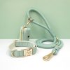 product-fancy-6559173a-501e-4fd4-8646-dbb54e59b448 Customizable Soft and Comfortable Velvet Pet Dog Collar with High-Tensile Zinc Alloy Hook Buckle, Hand-Woven Round Rope Waste Bag Set. Free Laser Engraving of Pet Dog's Name and Owner's Phone Number. Dog Birthday Gift, Wedding Gift, Christmas Gift