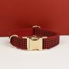 product-fancy-6af7db61-b79b-4465-81cb-df8c32d0136d XINXIPETS Customized Plaid Dog Collar - Adjustable Metal Buckle, Personalized Name & Phone Engraving, Durable Polyester, Multi-Color Options for All Dog Sizes, Anti-Loss Safety Design, Dog Collar Personalized, Goldtoned Metal