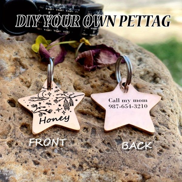 [Custom Edition] ENGRAVNOVE Exclusive Custom Double-Sided Deep-Engraved Small Dog Accessory Pet Tag, Dog Name Tag, Cat Name Tag, with the Design Theme "A Small Boat on the Lake Drifting with the Wind, Ripples Hidden in Autumn". Stainless Steel Cat