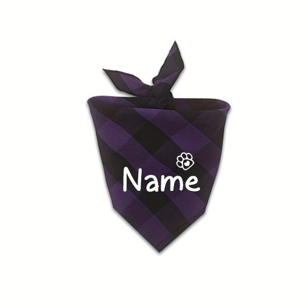 [Customized]Custom Plaid Dog Scarf Bandana Personalized Name Dog Pet Bib Collar Lovely Gift for Small Medium Large Dog Neckerchief