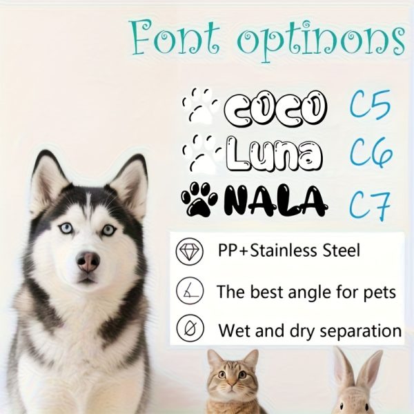 [Pet Rice Bowl] (Customized) Personalized, 1pc, Pet Rice Bowl, Cat Bowl, Dog Basin, Anti-Knock, Oblique Neck Protection, Automatic Drinking Water, Suitable for Other Small And Medium-Sized Pets Such As Cats And Dogs, Without Battery