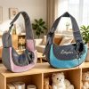 Custom Embroidered Pet Outing Shoulder Bag, Mesh Breathable Adjustable Shoulder Strap Cat and Dog Portable Carrier, Available in 5 Colors and 2 Sizes, Outdoor Pet Walking Bag, Cat and Dog Personal Carry Storage Bag, a Practical and Thoughtful Gift