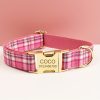 product-fancy-74cad9a6-3789-4067-a1f6-e3f6240c480a XINXIPETS Customized Plaid Dog Collar - Adjustable Metal Buckle, Personalized Name & Phone Engraving, Durable Polyester, Multi-Color Options for All Dog Sizes, Anti-Loss Safety Design, Dog Collar Personalized, Goldtoned Metal
