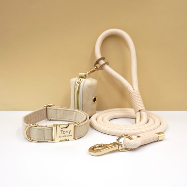 product-fancy-7aab1114-764e-4e75-a517-dba9155ead73 Customizable Soft and Comfortable Velvet Pet Dog Collar with High-Tensile Zinc Alloy Hook Buckle, Hand-Woven Round Rope Waste Bag Set. Free Laser Engraving of Pet Dog's Name and Owner's Phone Number. Dog Birthday Gift, Wedding Gift, Christmas Gift