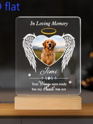Personalized Acrylic Commemorative Pet Frame with Customized Photos And Text - Angel Wing Design, Desktop Display, Durable Souvenir, Suitable for Mourning Families, Modern, Suitable for Dogs And Cats, Pet Souvenir