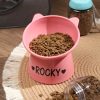 Customized Cute Cat And Dog Bowls, Personalized Plastic Dopamine-Colored Pet Bowls, Water Bowls for Pets, Slanted Pet Bowls for Neck Protection, a Great Gift for Pets