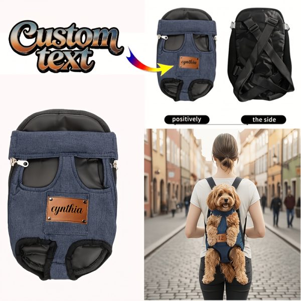 Custom 1pc Dog Carrier Bag, Self-Defined Text Dog Carrier Bag, Adjustable Pet Harness for Small to Medium Dogs and Cats, Breathable and Heat-Resistant, Quick-Release Safety Buckle, Comfortable Chest Harness, Zipper Closure