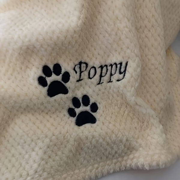 product-fancy-8007cf43-9db4-407f-a9ed-10fde90ddaad Dog Blanket - Cat Blanket - Personalised Dog Blanket - Puppy Blanket - Paw Print Blanket - Super Soft Pet Blanket - Embroidered Blanket