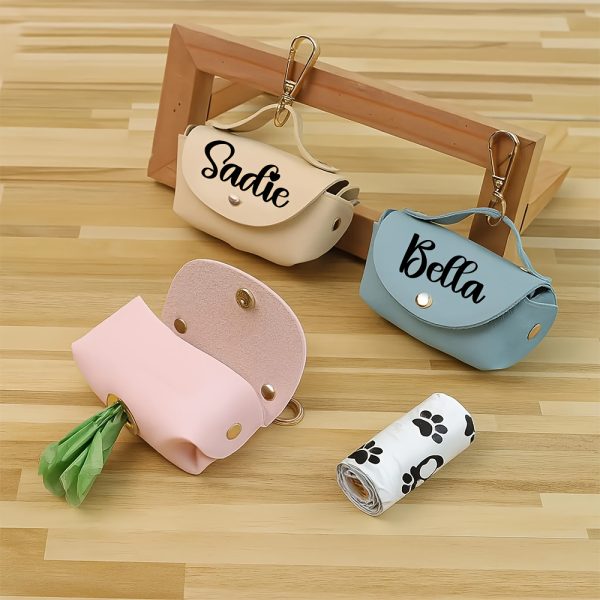 Personalized Dog Poop Bag Holder, Custom Name Dog Waste Bag Holder, Leather Poop Bag Dispenser, Engraved Dog Poop Bag, Custom Dog Mom Gifts