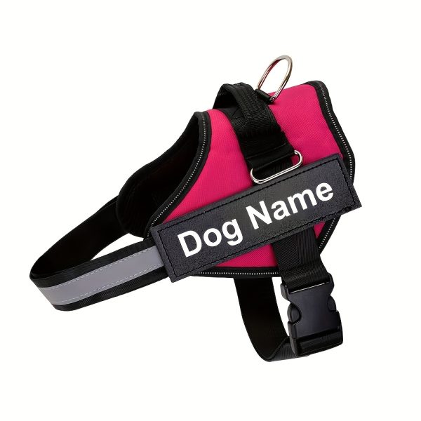 product-fancy-852f1f40-59eb-422a-b199-f4a7beb2051a Customizable Reflective Dog Harness - Anti-Escape, Adjustable Pet Chest Vest with Personalized Name & Phone Number Patch, Durable Polyester, Striped Design, Hand-Wash Only, Harness for Dogs