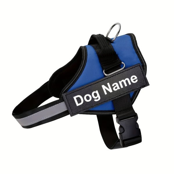product-fancy-85a0b5a9-75fa-4543-8237-98b4f6218db1 Customizable Reflective Dog Harness - Anti-Escape, Adjustable Pet Chest Vest with Personalized Name & Phone Number Patch, Durable Polyester, Striped Design, Hand-Wash Only, Harness for Dogs