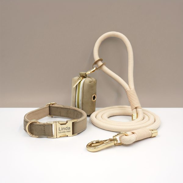 product-fancy-896aca8b-94c9-418d-8924-0dfc475febc3 Customizable Soft and Comfortable Velvet Pet Dog Collar with High-Tensile Zinc Alloy Hook Buckle, Hand-Woven Round Rope Waste Bag Set. Free Laser Engraving of Pet Dog's Name and Owner's Phone Number. Dog Birthday Gift, Wedding Gift, Christmas Gift