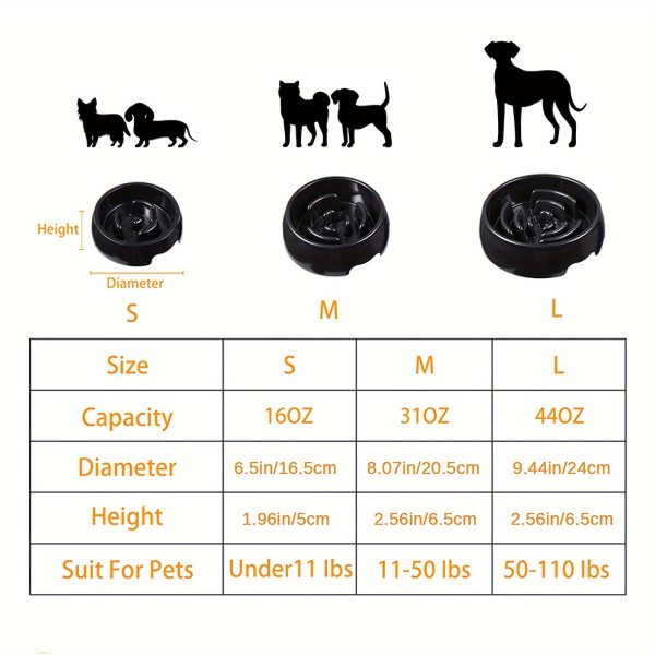 Personalized Slow Feeder Dog Bowl - Non-Slip Maze Puzzle for Large & Medium Breeds, Interactive Design Prevents Choking & Bloat, Customizable with Your Pet’s Name, Black, Dog Bloat Prevention | Puzzle Feeder Design | Custom Pet Product, Dog Slow Feeder Bowl
