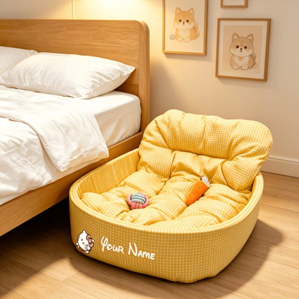 product-fancy-89e8a395-38a7-4861-b8df-9d1a61454f79 Pet Cat Bed, 1pc (Cat Bed And Cushion And Mesh) Customizable Your Pet'S Exclusive Small Nest, Suitable for Bedside Placement for Small Dogs And Cats, All-Season Fashion Universal Pet Bed, Multi-Scene Placement Comfortable Rebound