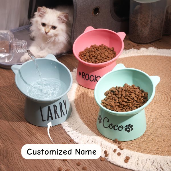 Customized Cute Cat And Dog Bowls, Personalized Plastic Dopamine-Colored Pet Bowls, Water Bowls for Pets, Slanted Pet Bowls for Neck Protection, a Great Gift for Pets