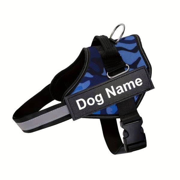 product-fancy-8b9eba10-c81f-4339-be17-67119ef8a6e9 Customizable Reflective Dog Harness - Anti-Escape, Adjustable Pet Chest Vest with Personalized Name & Phone Number Patch, Durable Polyester, Striped Design, Hand-Wash Only, Harness for Dogs
