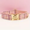 product-fancy-8d886aa5-73a8-4151-8e68-462c82c33ff2 XINXIPETS Customized Plaid Dog Collar - Adjustable Metal Buckle, Personalized Name & Phone Engraving, Durable Polyester, Multi-Color Options for All Dog Sizes, Anti-Loss Safety Design, Dog Collar Personalized, Goldtoned Metal