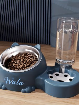 [Pet Rice Bowl] (Customized) Personalized, 1pc, Pet Rice Bowl, Cat Bowl, Dog Basin, Anti-Knock, Oblique Neck Protection, Automatic Drinking Water, Suitable for Other Small And Medium-Sized Pets Such As Cats And Dogs, Without Battery