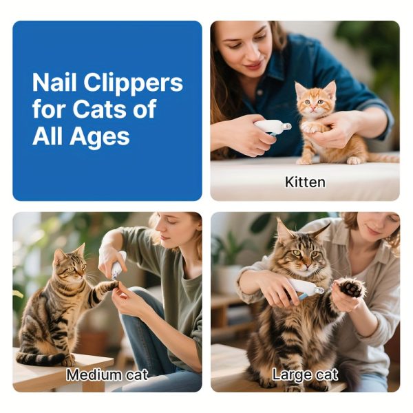 Cat Nail Clippers with 4 Adjustable Size Trimming Holes and a Hidden Nail File | Safe Nail Trimmers Suitable for Kittens and Indoor Cats | Splash-proof Claw Scissors for Cat Grooming