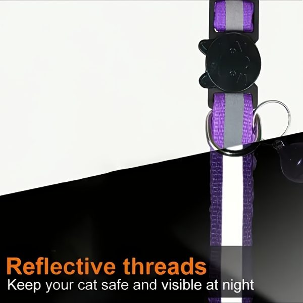 product-fancy-954c1250-9528-4a5e-9419-12b76d5b541c Custom Personalized Reflective Safety Cat Collar with Bell - Adjustable Kitten Buckle Collar, Custom Pet Name and Phone Number, Detachable Safety Buckle Cat Bell Collar