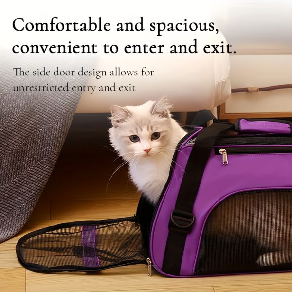 Personalized Embroidered Pet Name Portable Dog Backpack, Large Capacity Breathable Foldable Messenger Bag with Zipper Stretch Design-suitable for Most Small/medium/large Dogs and Cats, Purple/pink/black-size S/M/L