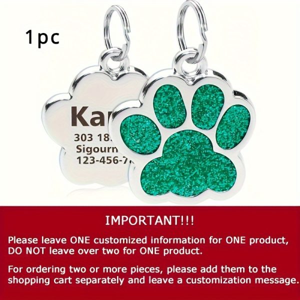 Dog Paw Print Keychain Compatible for Pets - Name & Phone Number/Address Tag with Paw Print - Pet Lover Gift for Dog Owners (Add-Ons Available)