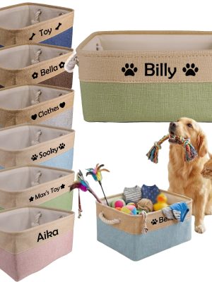 Custom Pet Storage Basket with Personalized Message, Multifunctional And Snack Organizer for Cats And Dogs, Pet Supplies And Clothing Storage, Without Battery