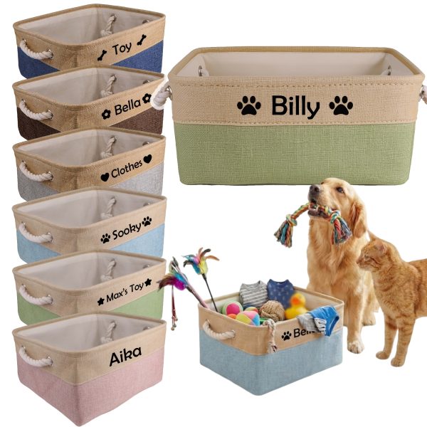 Custom Pet Storage Basket with Personalized Message, Multifunctional And Snack Organizer for Cats And Dogs, Pet Supplies And Clothing Storage, Without Battery