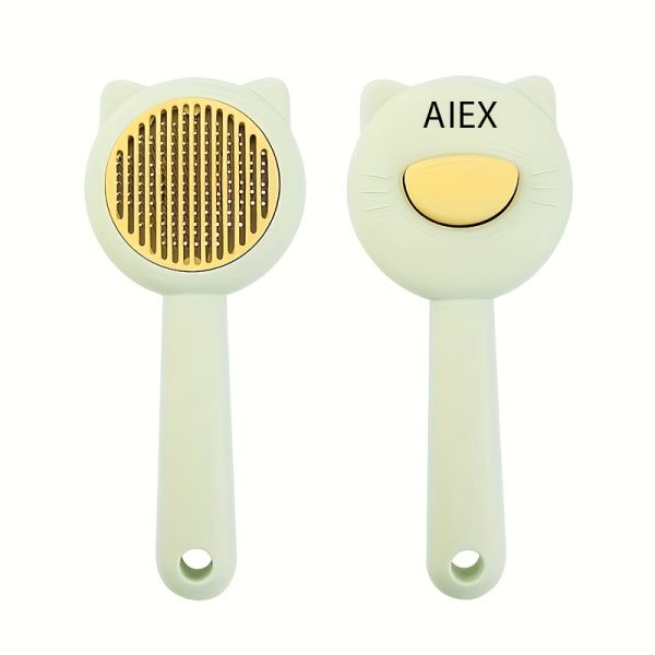 1pc Customizable Name Cat Bathing And Massage Brush - Self-Cleaning Pet Grooming Comb for Shedding, Pink And Green, Soft PP Material, Gentle on Cats, Ideal for Bathing And Hair Removal, Cat Grooming, Perfect Gift Choice