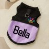 [Customized Colored Logo] - Pet Customizable - Breathable Mesh Vest - Suitable for Cats And Dogs - with Paw Print Design And D-Ring - for Leash Use - Available in Pink, Blue, Green, Lemon Yellow, And Light Purple - with 4 Sizes to Choose from