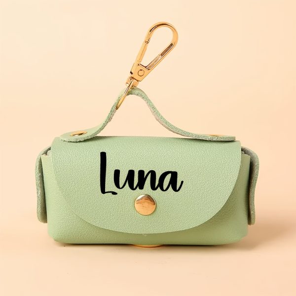 Personalized Dog Poop Bag Holder, Custom Name Dog Waste Bag Holder, Leather Poop Bag Dispenser, Engraved Dog Poop Bag, Custom Dog Mom Gifts