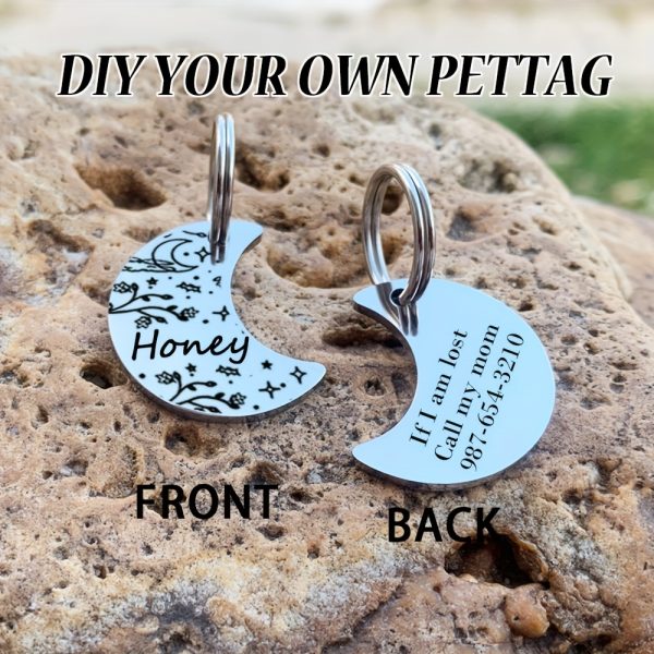 [Custom Edition] ENGRAVNOVE Exclusive Custom Double-Sided Deep-Engraved Small Dog Accessory Pet Tag, Dog Name Tag, Cat Name Tag, with the Design Theme "A Small Boat on the Lake Drifting with the Wind, Ripples Hidden in Autumn". Stainless Steel Cat