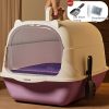 AAA+ Switchable Open/Semi-Enclosed Cat Litter Box, Extra Large Jumbo Size for Multi-Cat Households, Splash-Proof and Anti-Tracking, Dual-Mode Over-the-Top Litter Pan, Low-Entry for Easy Cleaning, Suitable for Adult and Senior Cats