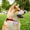 1pc Personalized Glitter Dog Tag - Custom Engraved Bone ID Tag with Name and Text, Pink Sparkle Surface, Paw Print Design, Perfect for Dog Collars & Leashes