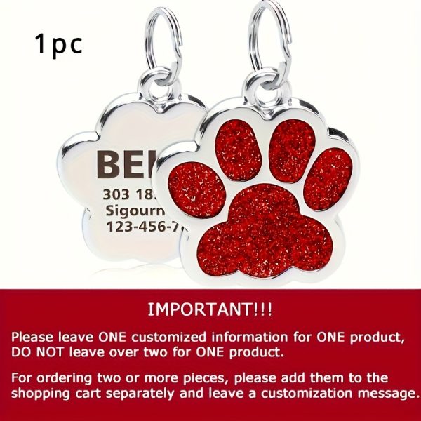 Dog Paw Print Keychain Compatible for Pets - Name & Phone Number/Address Tag with Paw Print - Pet Lover Gift for Dog Owners (Add-Ons Available)