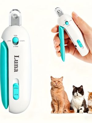 Cat Nail Clippers with 4 Adjustable Size Trimming Holes and a Hidden Nail File | Safe Nail Trimmers Suitable for Kittens and Indoor Cats | Splash-proof Claw Scissors for Cat Grooming