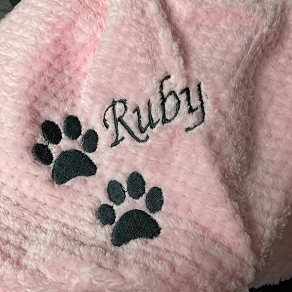 product-fancy-c7e362ae-0a82-4623-8999-1098143a45db Dog Blanket - Cat Blanket - Personalised Dog Blanket - Puppy Blanket - Paw Print Blanket - Super Soft Pet Blanket - Embroidered Blanket
