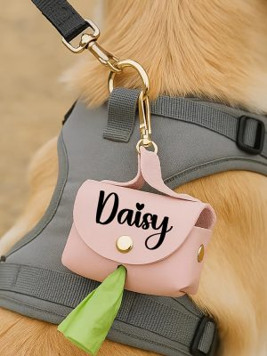 Personalized Dog Poop Bag Holder, Custom Name Dog Waste Bag Holder, Leather Poop Bag Dispenser, Engraved Dog Poop Bag, Custom Dog Mom Gifts