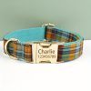 product-fancy-cc38da3a-84d4-4ee5-9164-a771030d332c XINXIPETS Customized Plaid Dog Collar - Adjustable Metal Buckle, Personalized Name & Phone Engraving, Durable Polyester, Multi-Color Options for All Dog Sizes, Anti-Loss Safety Design, Dog Collar Personalized, Goldtoned Metal