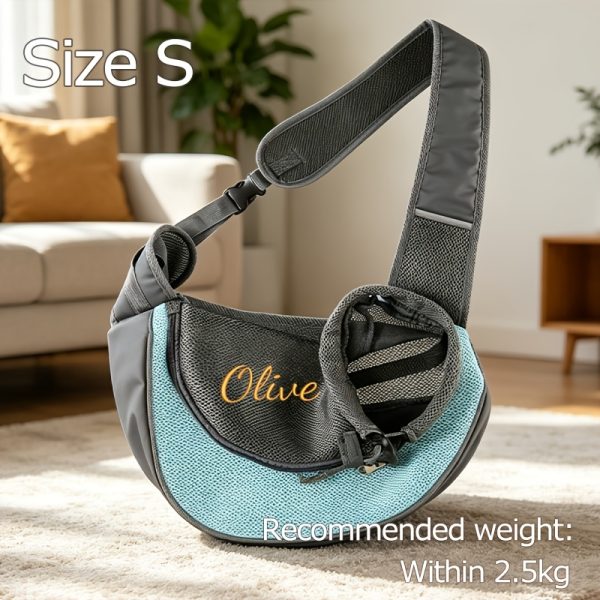 Custom Embroidered Pet Outing Shoulder Bag, Mesh Breathable Adjustable Shoulder Strap Cat and Dog Portable Carrier, Available in 5 Colors and 2 Sizes, Outdoor Pet Walking Bag, Cat and Dog Personal Carry Storage Bag, a Practical and Thoughtful Gift