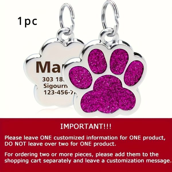 Dog Paw Print Keychain Compatible for Pets - Name & Phone Number/Address Tag with Paw Print - Pet Lover Gift for Dog Owners (Add-Ons Available)