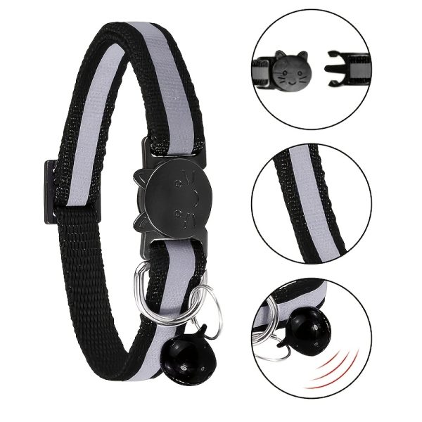 product-fancy-cfeae2d6-2fe2-4639-91ee-16606df2c6e3 Custom Personalized Reflective Safety Cat Collar with Bell - Adjustable Kitten Buckle Collar, Custom Pet Name and Phone Number, Detachable Safety Buckle Cat Bell Collar