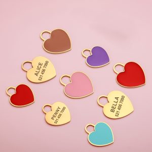 1pc Personalized Pet Tag - Free Customization of Personalized Name, Phone Number, Etc. ID Tag, Macaron Color Heart-Shaped Bone Shape, Dog Tag Suitable for Various Holiday Parties, Safe Identity Tag for Going Out for Walks