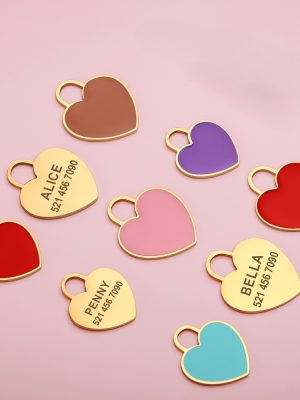 1pc Personalized Pet Tag - Free Customization of Personalized Name, Phone Number, Etc. ID Tag, Macaron Color Heart-Shaped Bone Shape, Dog Tag Suitable for Various Holiday Parties, Safe Identity Tag for Going Out for Walks