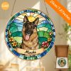 Personalized Dog Portrait Stained Sun Catcher - Custom Pet Memorial Gift with Your Dog' Name & Photo/Text, Suitable for Pet Lovers, Window Hanging Decor for,, or Pet Store Display - Sentimental