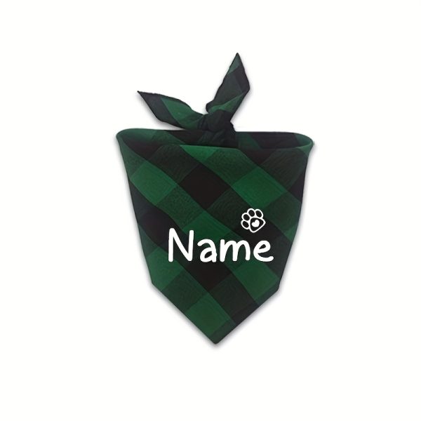 [Customized]Custom Plaid Dog Scarf Bandana Personalized Name Dog Pet Bib Collar Lovely Gift for Small Medium Large Dog Neckerchief